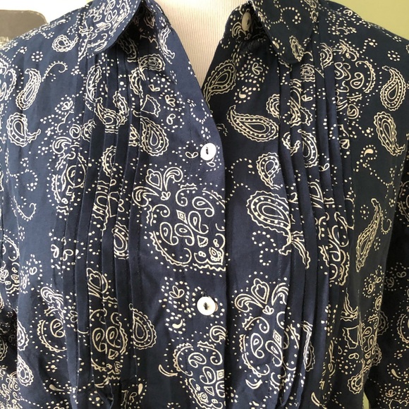 Citicraze Navy Paisley Button-Up Blouse - Picture 4 of 11